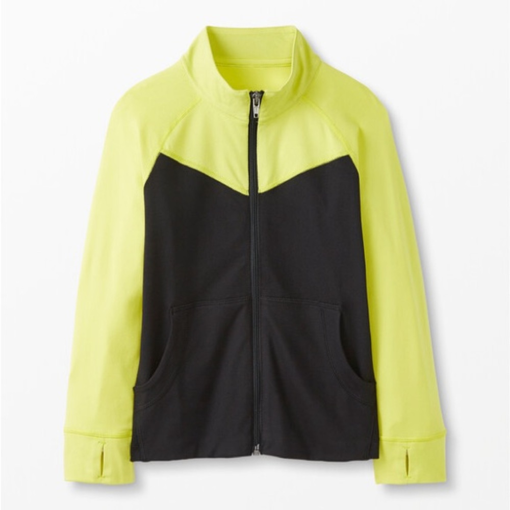 Hanna Andersson UV Colorblock Full Zip Jacket - Size 2T - Black/Key Lime